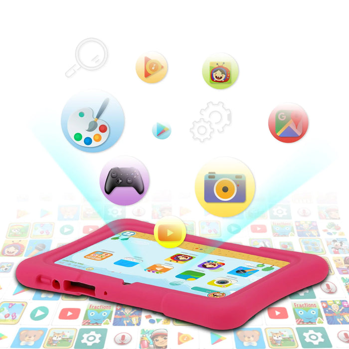 PRITOM Tablet Infantil de 7 Pulgadas con Quad Core, Android 10, 32GB, WiFi, Bluetooth y Software Educativo Preinstalado