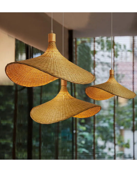 Lampe suspendue en bambou, plafonnier en rotin tissé, Lustre tressé à la main pour la maison