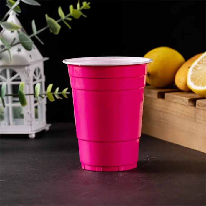 Vasos Desechables de Colores en Rojo, Azul, Amarillo y Verde - Vasos de Plástico de 16 oz para Fiestas, Bodas y Cumpleaños (50 piezas)