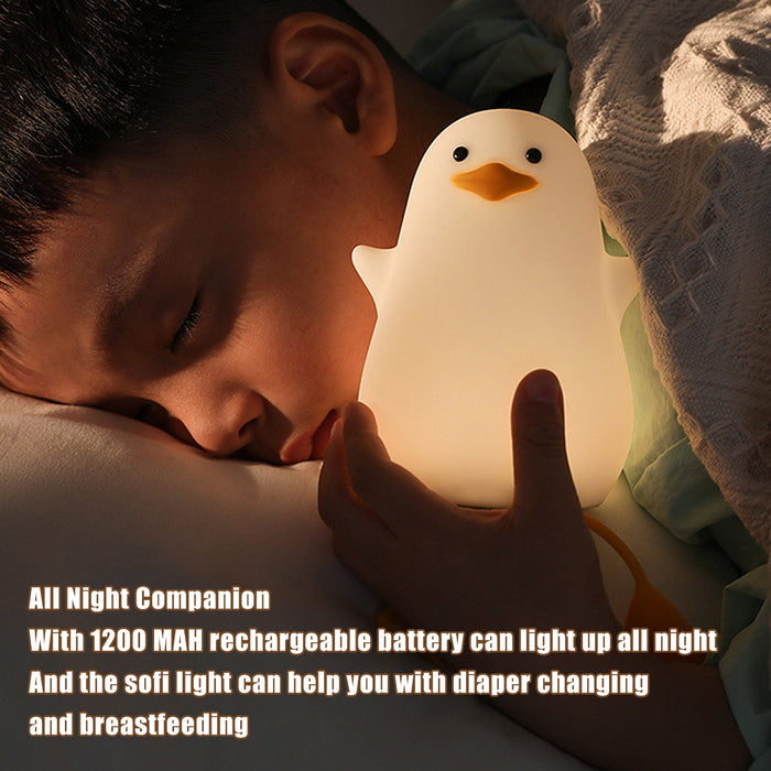 Lampe de nuit en forme de canard en silicone - Lampe LED rechargeable à commande tactile pour enfants, compagnon de lit parfait