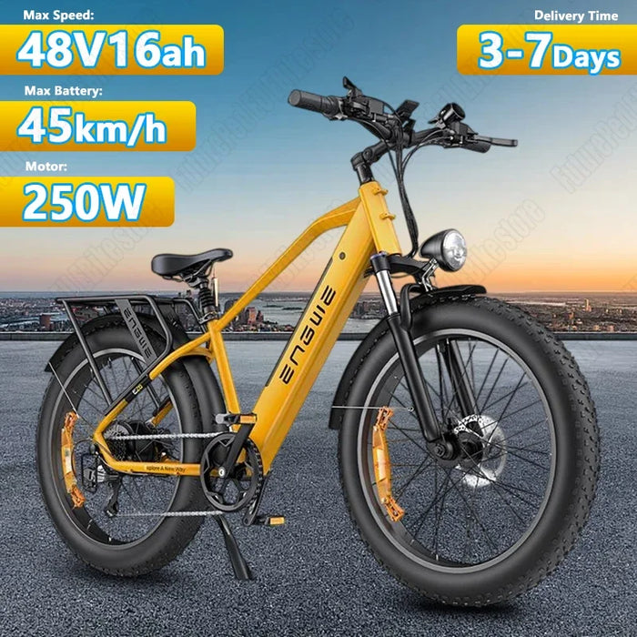 Vélo électrique ENGWE E26 avec moteur 250 W et batterie 48 V 16 Ah, vélo électrique absorbant les chocs avec gros pneu 4.0 de 26 pouces pour tout-terrain