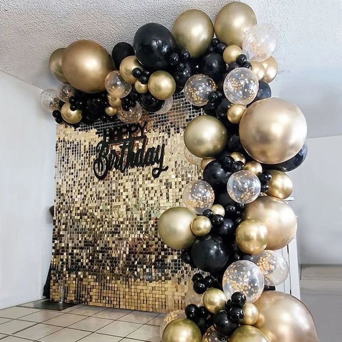 Schwarzgoldenes Ballon-Girlandenbogen-Set mit Konfetti-Latexkugeln für Partydekorationen zum 18., 30., 40. und 50. Geburtstag für Erwachsene und Jubiläen