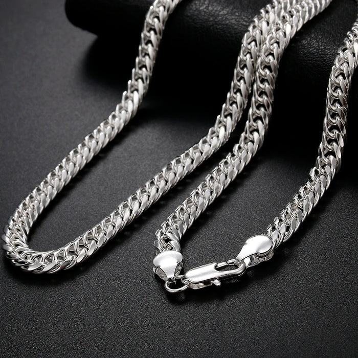 Collier élégant avec maillon fin de 6 mm en argent sterling 925 pour homme et femme – Parfait pour les mariages, fêtes et célébrations – Ajustable 50-60 cm