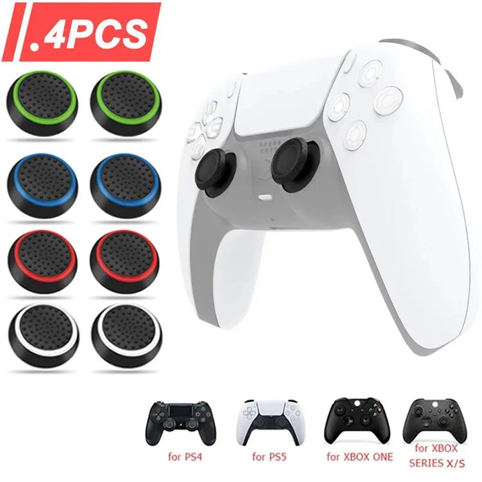 Pack de 4 poignées en silicone pour manettes au pouce - Compatibles avec Sony PS5, PS3, PS4 et Xbox One 360