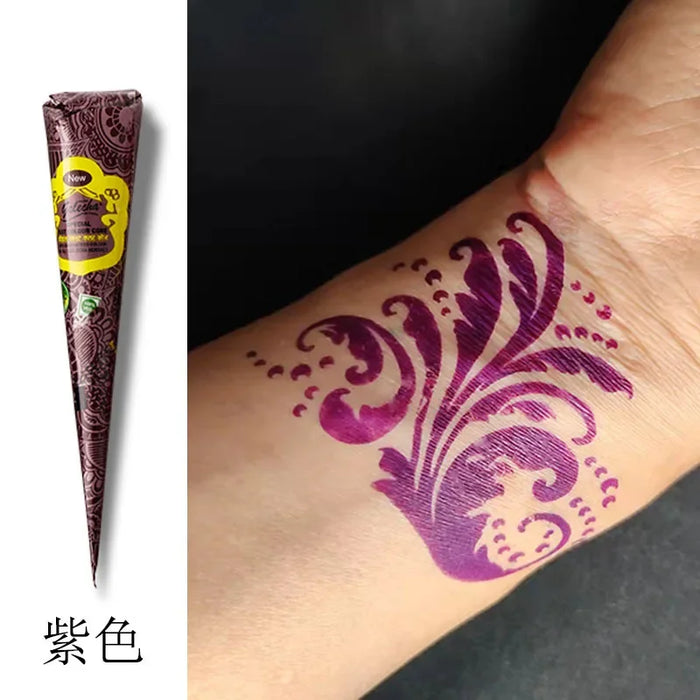 Neue Henna-Paste in Schwarz, Braun, Rot und Weiß – Indische Henna-Kegel für selbstgemachte temporäre Tattoos und Körperbemalung