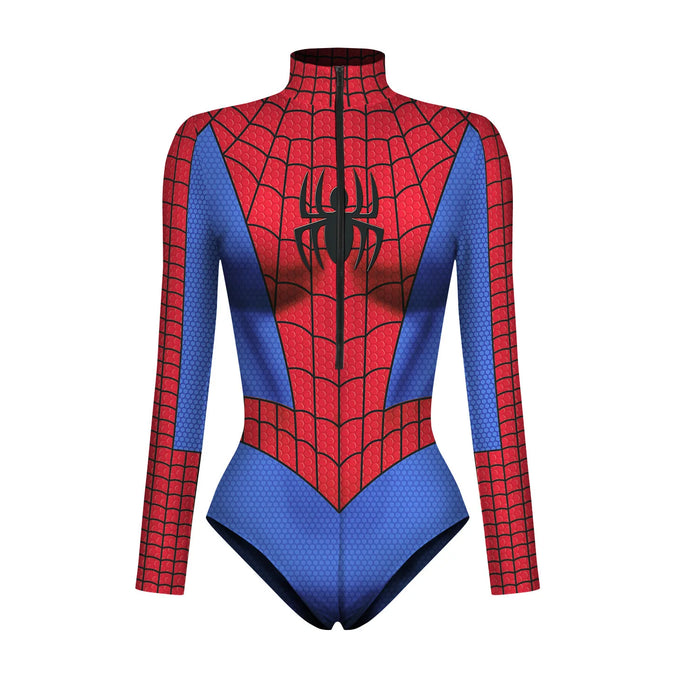 Spiderman-Overall für Damen und Herren, Superhelden-Kostüm mit 3D-Druck, Langarm-Badeanzug, Halloween-Karnevalskostüm