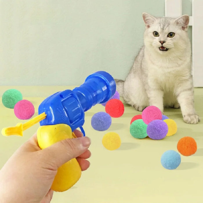 Pistolet à balle en peluche pour chat pour soulager la dépression - Jouet pour chat silencieux et en microfibre avec effet collant statique