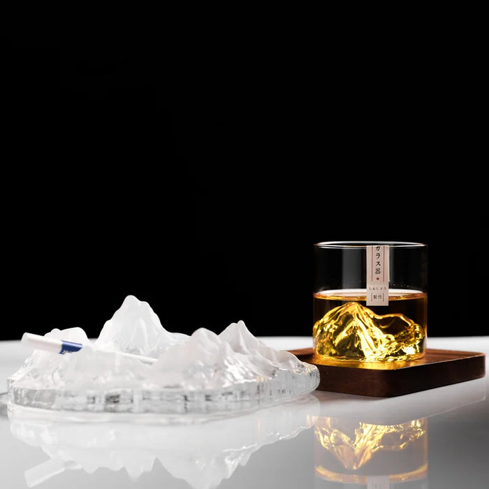 Verre à whisky de montagne 3D japonais au design glacier – Verre à whisky et vodka à l'ancienne dans une boîte en bois