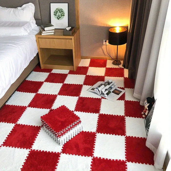 Tapis patchwork doux 30x30 cm - Intérieur élégant de chambre et de salon