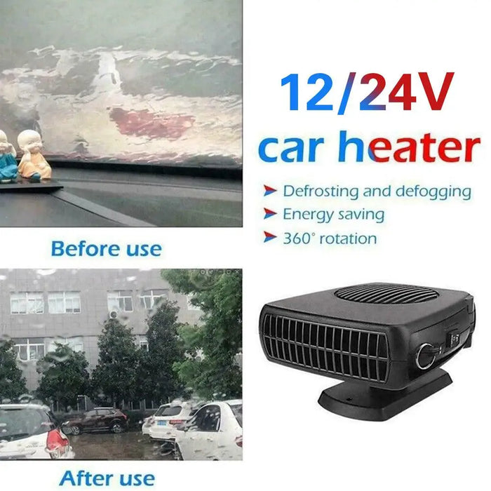 Chauffage de voiture portable 2 en 1 12 V/24 V 200 W – Désembueur et dégivreur de pare-brise efficace pour les jours froids