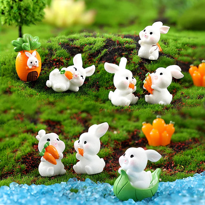 Linda figura de conejito de Pascua para miniaturas de bricolaje: encantadora decoración para el hogar y el jardín, estilo kawaii para jardines de hadas y habitaciones infantiles