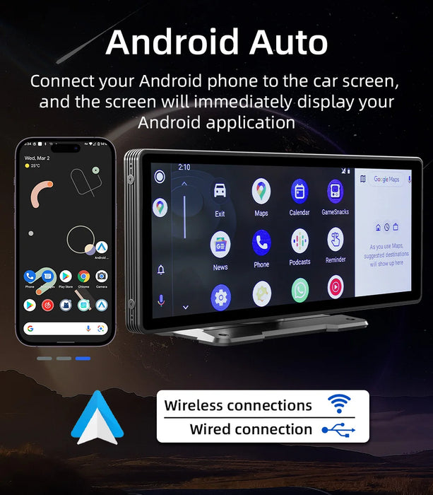 Écran universel 10.26 "autoradio multimédia WIFI lecteur vidéo écran Carplay sans fil pour Apple ou Android