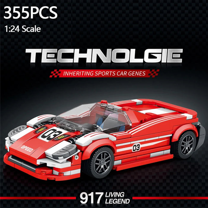 Kits de construction de 355 pièces City Champion Sports Car à l'échelle 1:24 - Blocs de construction Super Racer et idées cadeaux pour les enfants