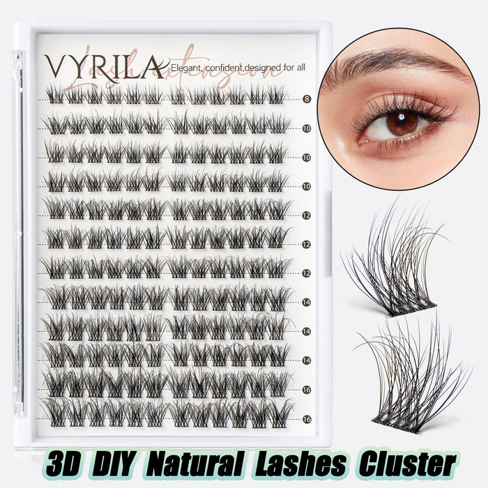 Individual Eyelashes Cluster C Curl Mix 3D Easy DIY Eyelash Extensions 0.1mm Super Thin Tape Reusable Natural Lashes