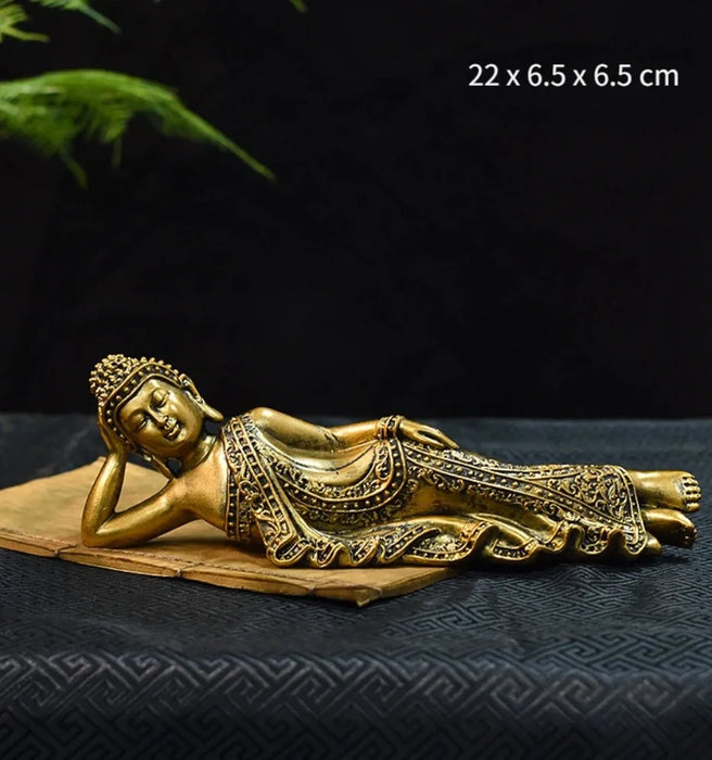 Elegant Gold Buddha Skulptur i Resin - Inomhus Feng Shui Figur för Heminredning och Gåvor