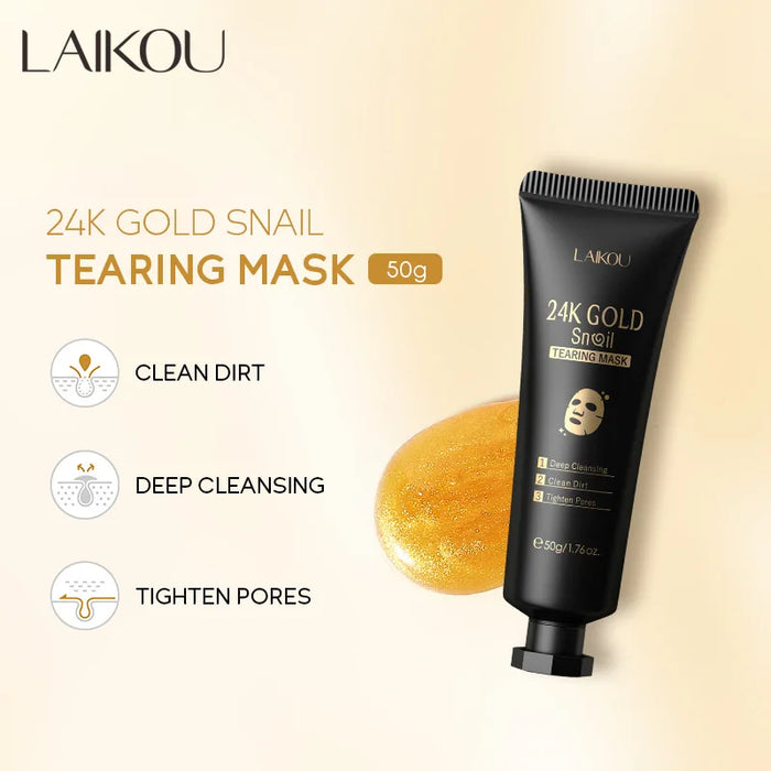 Luxuriöse 24-Karat-Goldschnecken-Kollagen-Peeling-Maske – zur Entfernung von Mitessern, Tiefenreinigung, Ölkontrolle und Gesichtsfeuchtigkeit