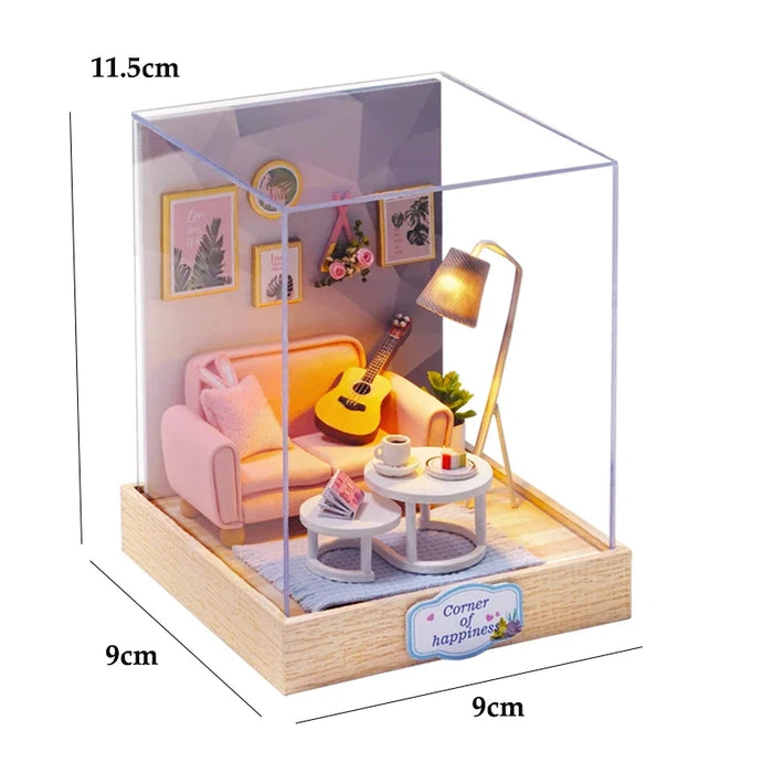 Minimal Dollhouse DIY Kit de casa pequeña con muebles para decoración y decoración del hogar