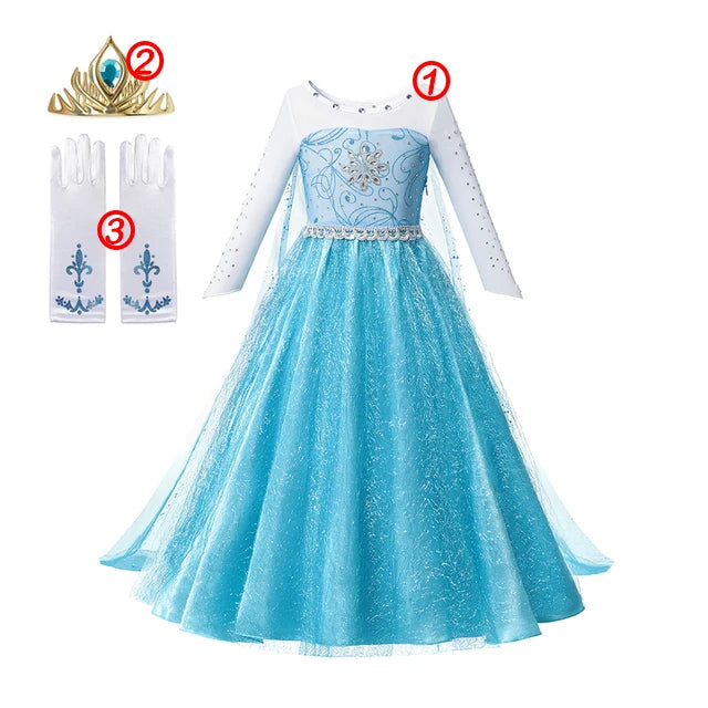 Disney Frozen Vestido para Niña - Vestido de Princesa con Lentejuelas y Red para Carnaval Cosplay de Blancanieves Reina Elsa y Anna