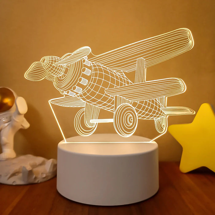 3D Bulldozer and Excavator Night Lamp - LED Lighting for Kids Room, Decorative Gift for Children