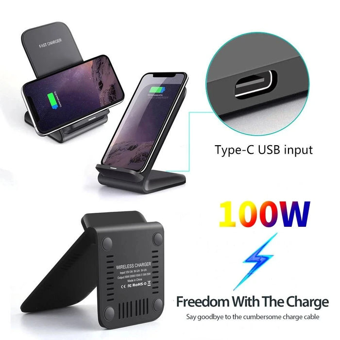 Chargeur sans fil rapide 65W, support de charge rapide pour Samsung S22 S21 Note 20 iPhone 16 15 14 13 XS XR X 8 Airpods Pro, nouveau