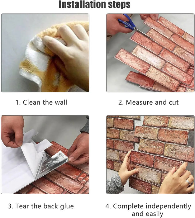 Panneaux muraux 3D imperméables auto-adhésifs, 10 paquets, carreaux et briques faciles à décoller et à coller, pour salle de bain et cheminée