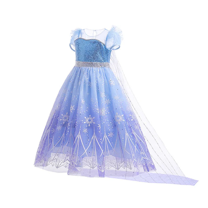 Vestido de juego de rol de Elsa de Disney con luces para niños - Halloween, Carnaval congelado, Vestido de cumpleaños para niñas, Chaleco brillante