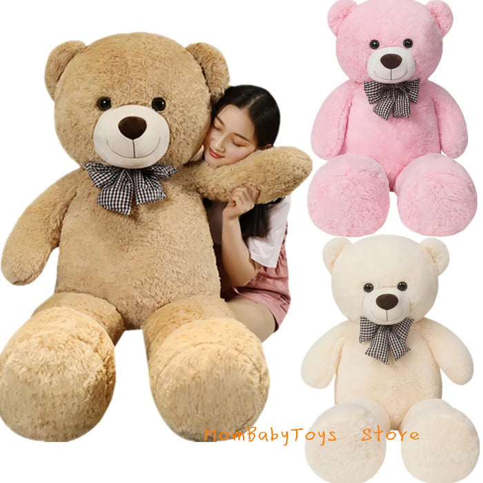 Oso de peluche gigante de 105 cm, oso de peluche blanco, rosa y marrón, almohada de abrazo súper grande, almohada de animal, regalo de cumpleaños para niños