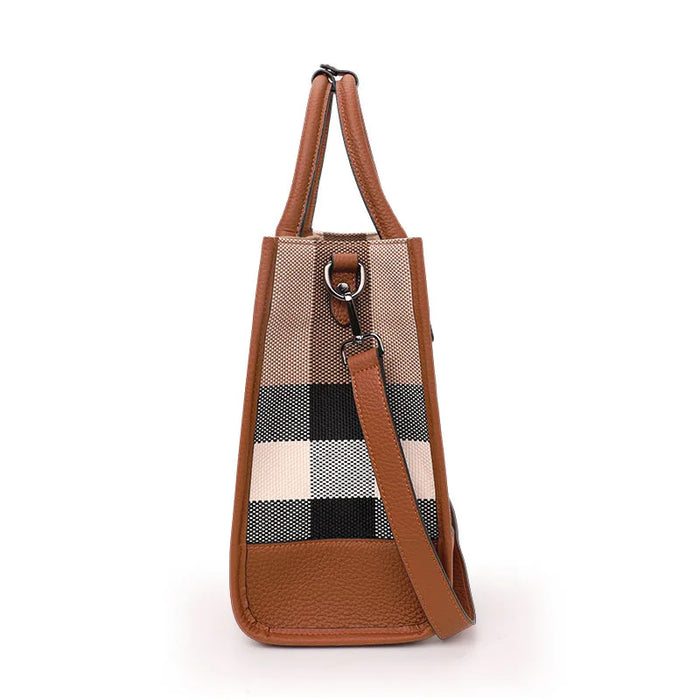 Aidrani Women's Plaid Canvas Tote Bag - Stylish Large Capacity Crossbody Handbag in Cowhide