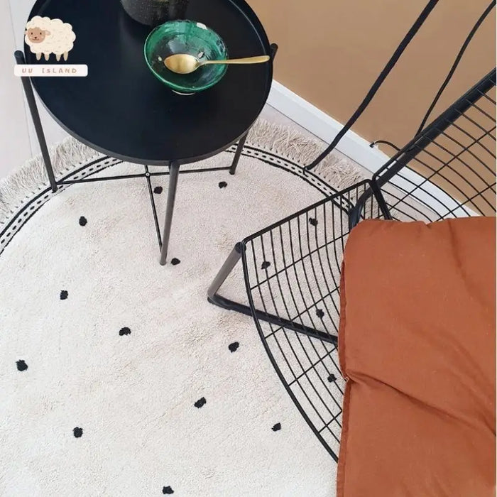 Tapis rond moelleux à franges pour salon, tapis de jeu en fourrure blanche pour enfants, tapis en peluche doux pour chambre d'enfants