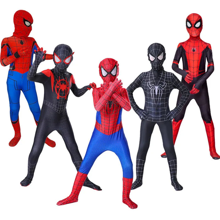 Spiderman Cosplay Fancy Kostüme Overall für Kinder Miles Morales Superheld Halloween Karneval Zentai Bodysuit