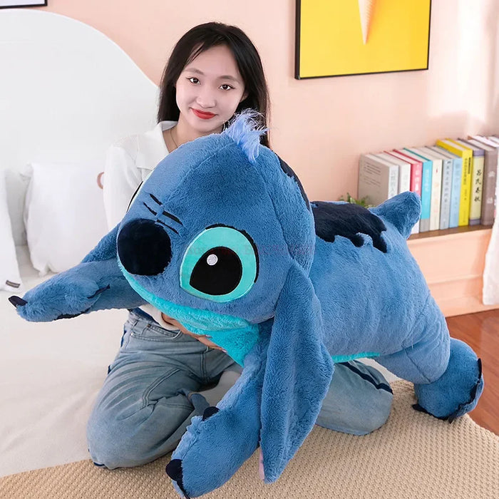 Disney 45/60/80cm Stitch Animal relleno Lilo & Stitch muñeca de hielo suave almohada suave soporte propenso azul oscuro/claro Linda Idea de regalo