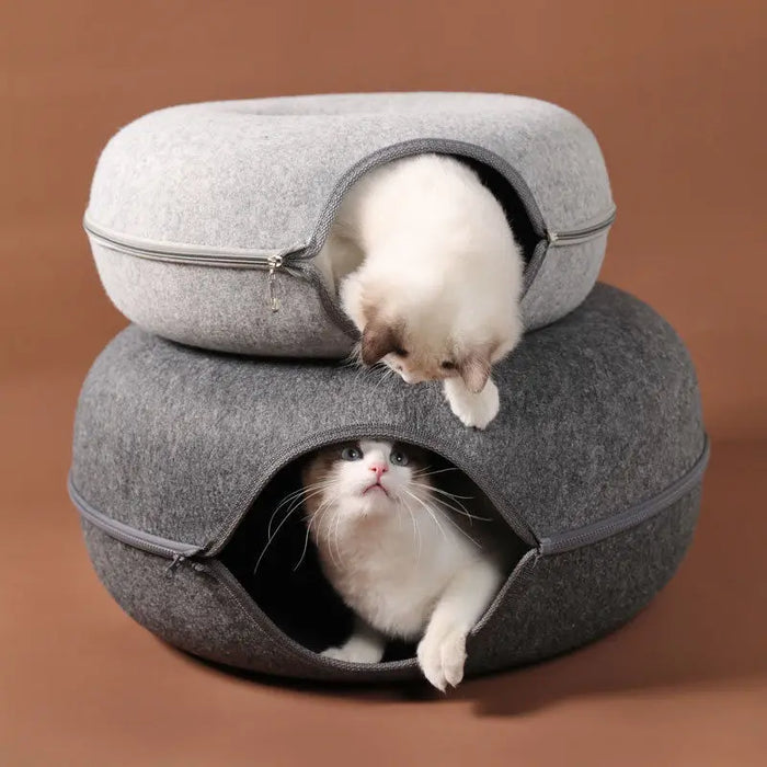 Donut Cat Bed Interactive Cat Tunnel Play Opportunity Dual Use Indoor Cat Equipment Cat Training Toy Cat House