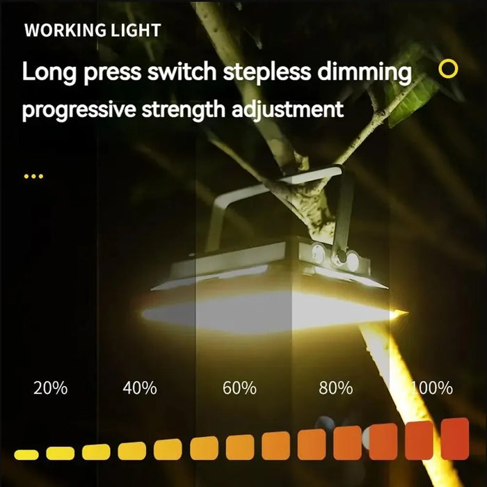 Luz LED portátil para acampar con luz de búsqueda recargable, luz nocturna colgante de emergencia, resistente al agua y de alta potencia