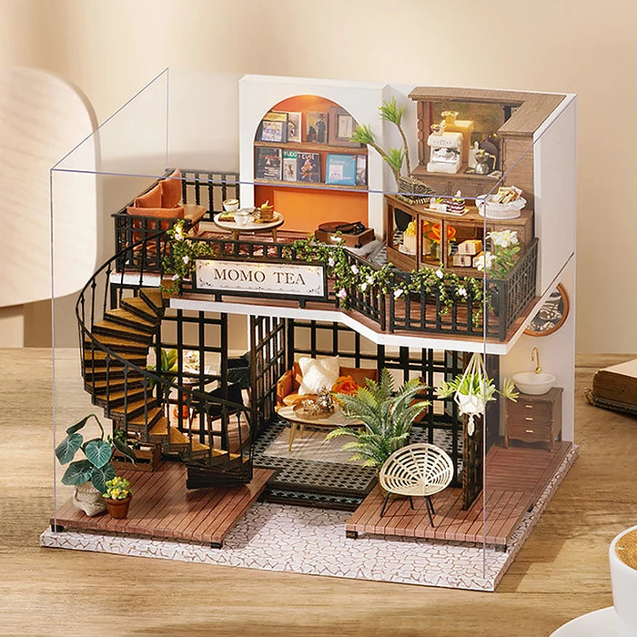 Handgefertigtes Puppenhaus-3D-Puzzle – Holzgebäudemodell und Sammelset für Räume – Spielzeug und Kunsthandwerk für Puppenhäuser und Geburtstagsgeschenke