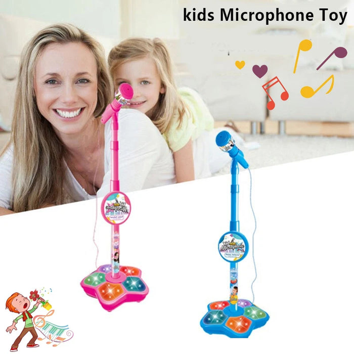 Micrófono para niños con soporte: máquina de música de karaoke e instrumento de aprendizaje para niñas y niños, juguetes de desarrollo y regalos de cumpleaños