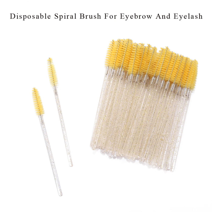 Paquet de 50 brosses à cils jetables-brosse en cristal pour sourcils et mascara pour le maquillage et les soins de beauté