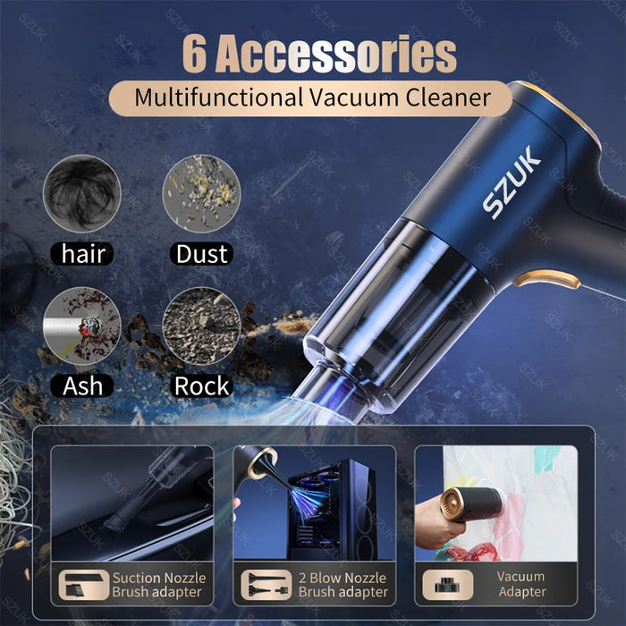 Mini Car Cleaner with Strong Suction 2024 Brushless Motor for Home and Car, Cordless Handheld Cleaning Machine