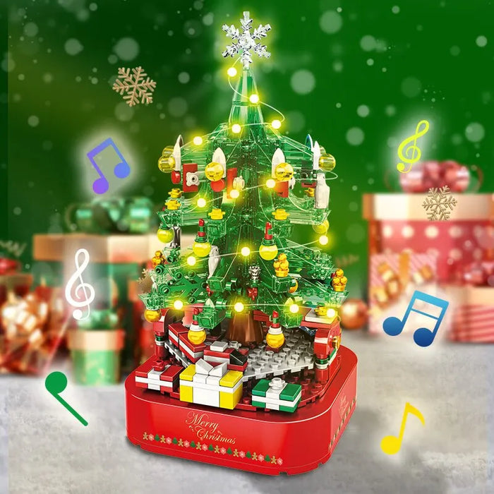 Kit de construcción de árbol de Navidad con 506 piezas: una caja de música festiva para niños y familias