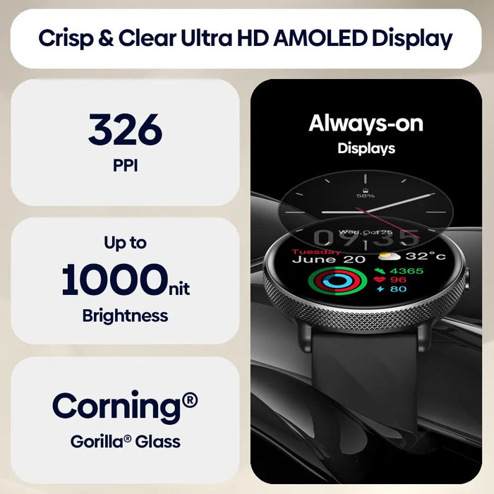 Reloj inteligente Zeblaze GTR 3 Pro con Control de voz, pantalla AMOLED de 1,43 pulgadas, marco de acero inoxidable 316L, reloj inteligente con seguimiento deportivo