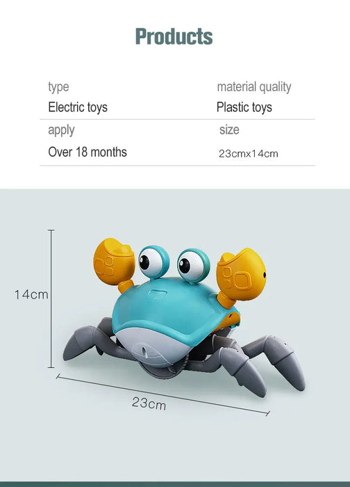 Dancing Crab Legetoy for Babies - Crabe rampant interactif avec musique et évitement automatique des obstacles