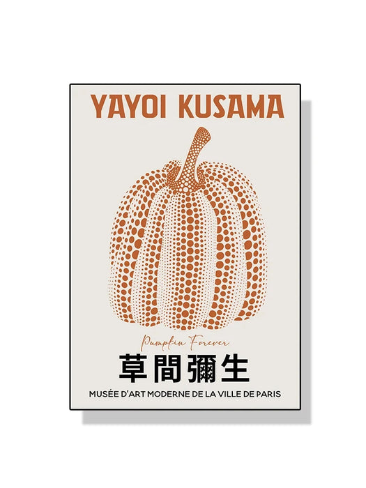 Yayoi Kusama Kunstausstellung, Kürbis-Blumen-Wandkunst-Poster, Druck, abstraktes Leinwandgemälde für moderne Heimdekoration