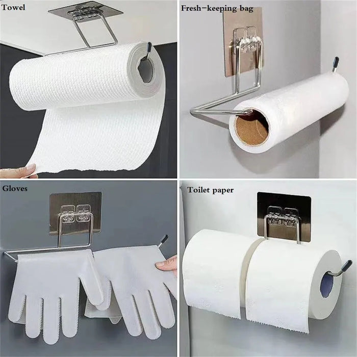 Portarrollos autoadhesivo para cocina y baño - Paquete de 2 para toallas de papel y rollos de papel higiénico