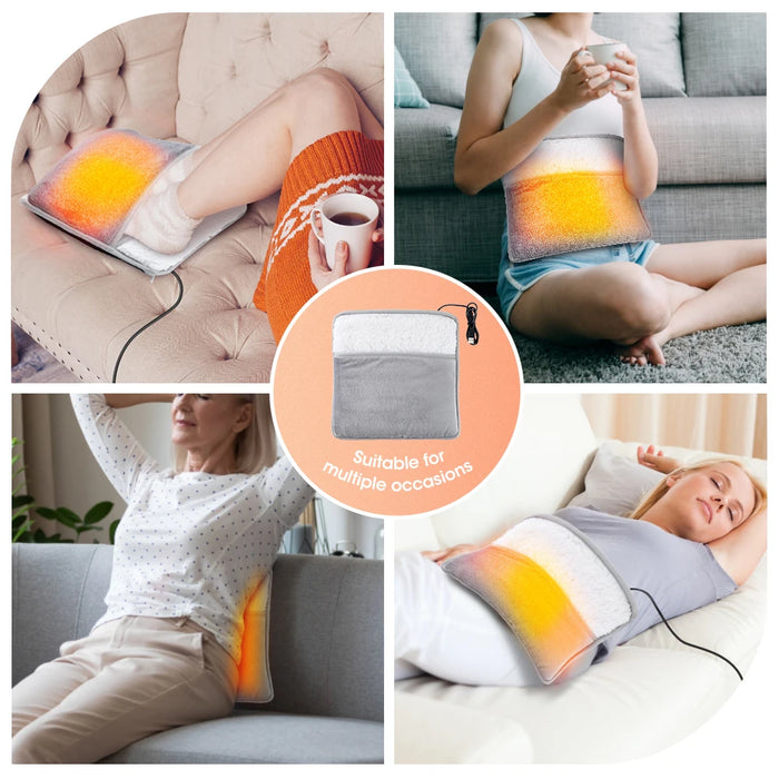 Chauffe-pieds électrique avec coussin chauffant pour une utilisation hivernale, chargement USB, peluche douce, lavable et améliore le sommeil.