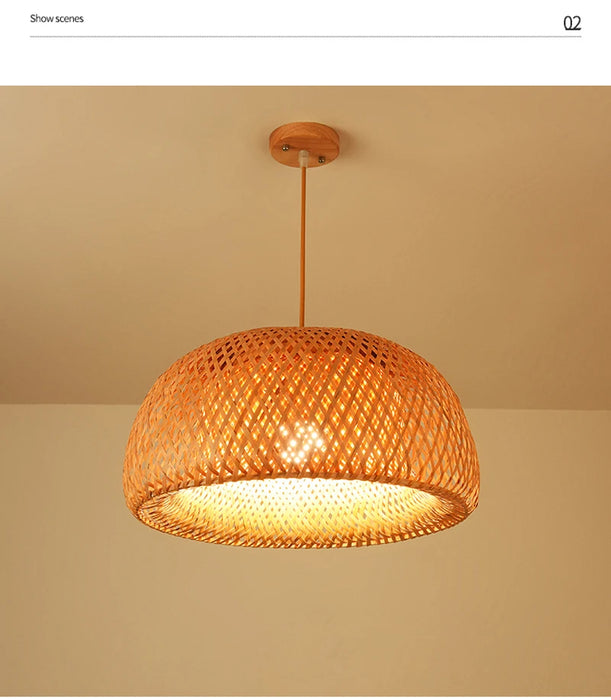 Lampe suspendue en bambou, plafonnier en rotin tissé, Lustre tressé à la main pour la maison