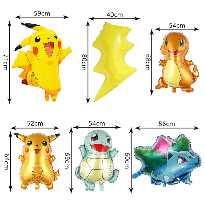 Essentiels de fête d'anniversaire sur le thème de Pikachu – Kit de ballons Lightning Pikachu, vaisselle, bannières et toile de fond pour fête d'enfants