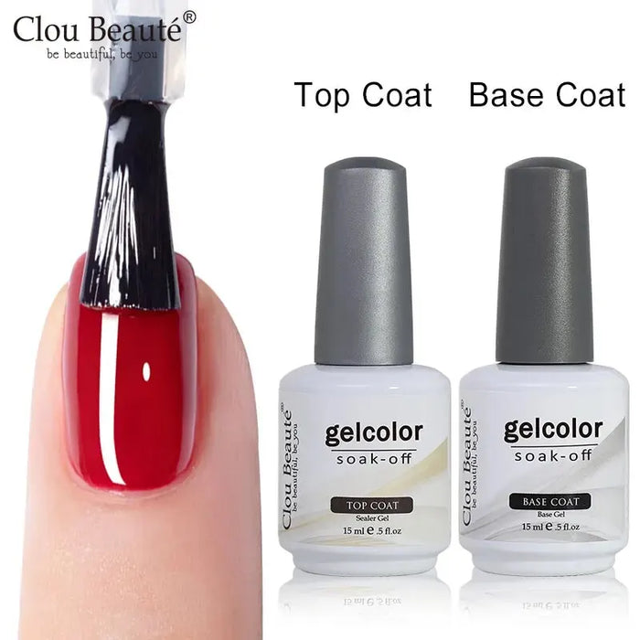 Clou Beaute No Wipe Top Coat & Baslack UV-Gel für Nail Art Maniküre 15 ml