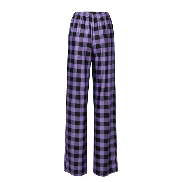 Pantalon de pyjama de noël à carreaux pour femmes, pour l'automne et l'hiver, pantalon à jambes larges à la mode pour un Style de rue décontracté