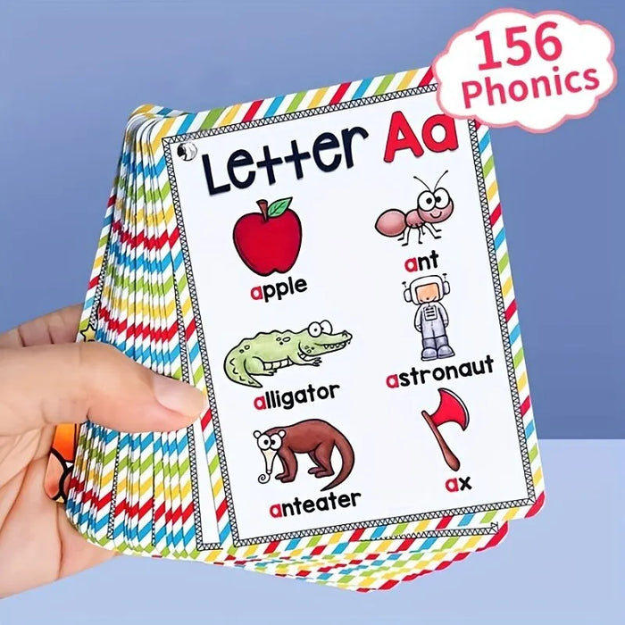 Tarjetas flash de bolsillo fonéticas del alfabeto inglés de 26 letras para educación temprana y aprendizaje de palabras en inglés