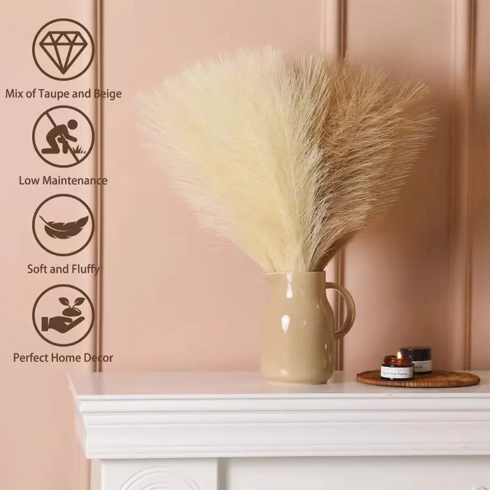 Elegante paquete de 15 pampas artificiales para decoración del hogar y decoraciones de bodas.