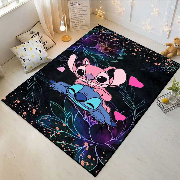 Grands tapis de dessin animé Disney Fashion Stitch, impression 3D, pour la maison, le salon, la chambre d'enfants, le canapé et le sol